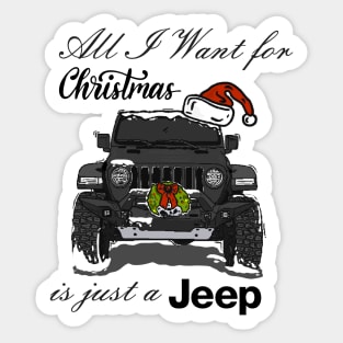 Christmas Jeep Black Sticker